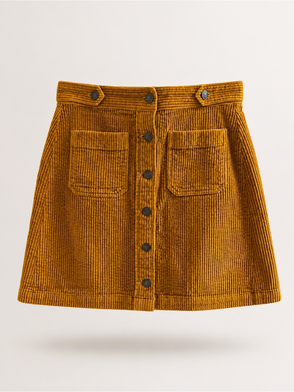 Madewell Mustard Corduroy Button-Front Mini Skirt Size 0